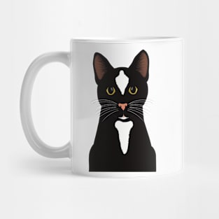 The cute and alert Black cat is waiting and watching you. Mug